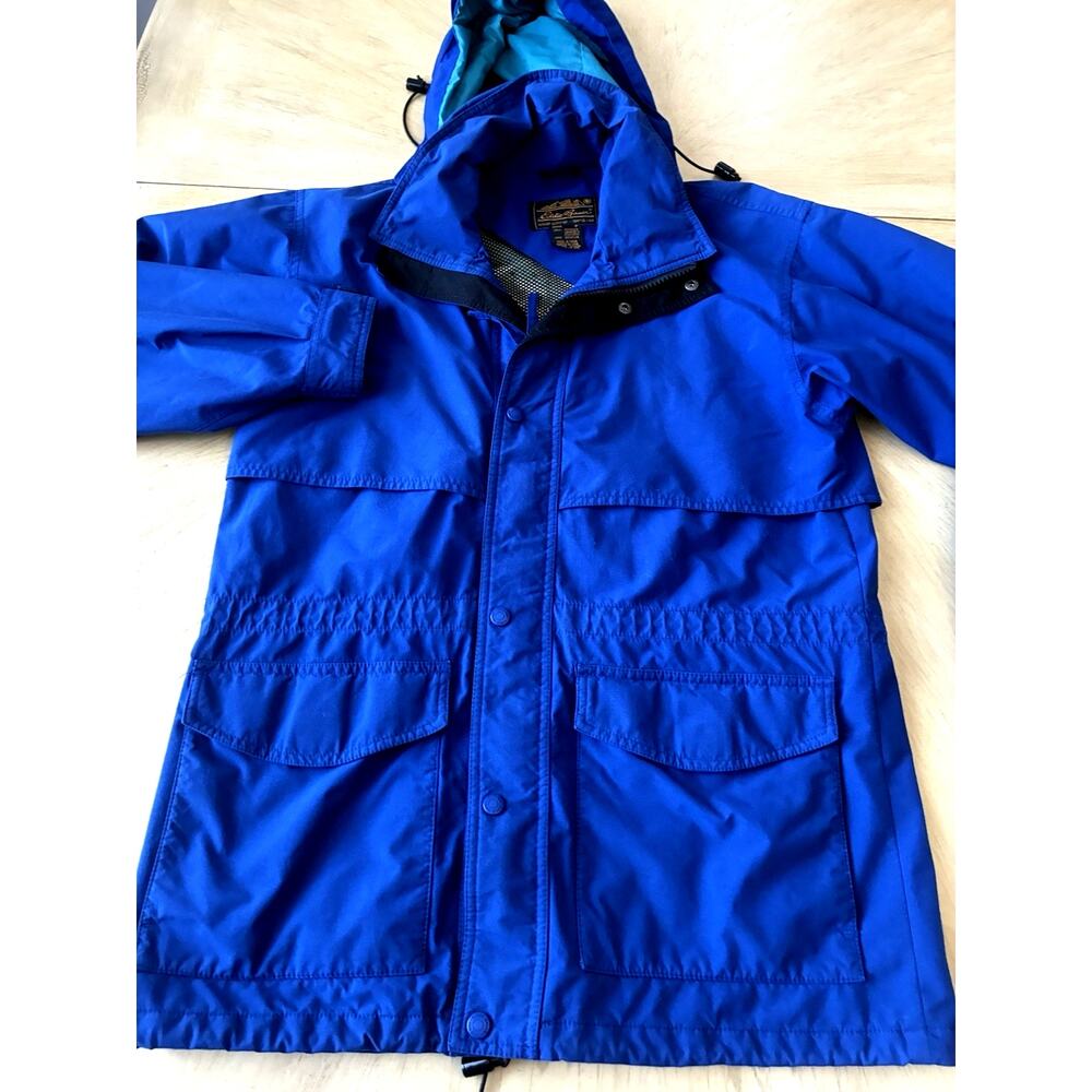 VTG Eddie Bauer Jacket Mens Blue Gore Tex Hooded Expedition Parka Oversized S